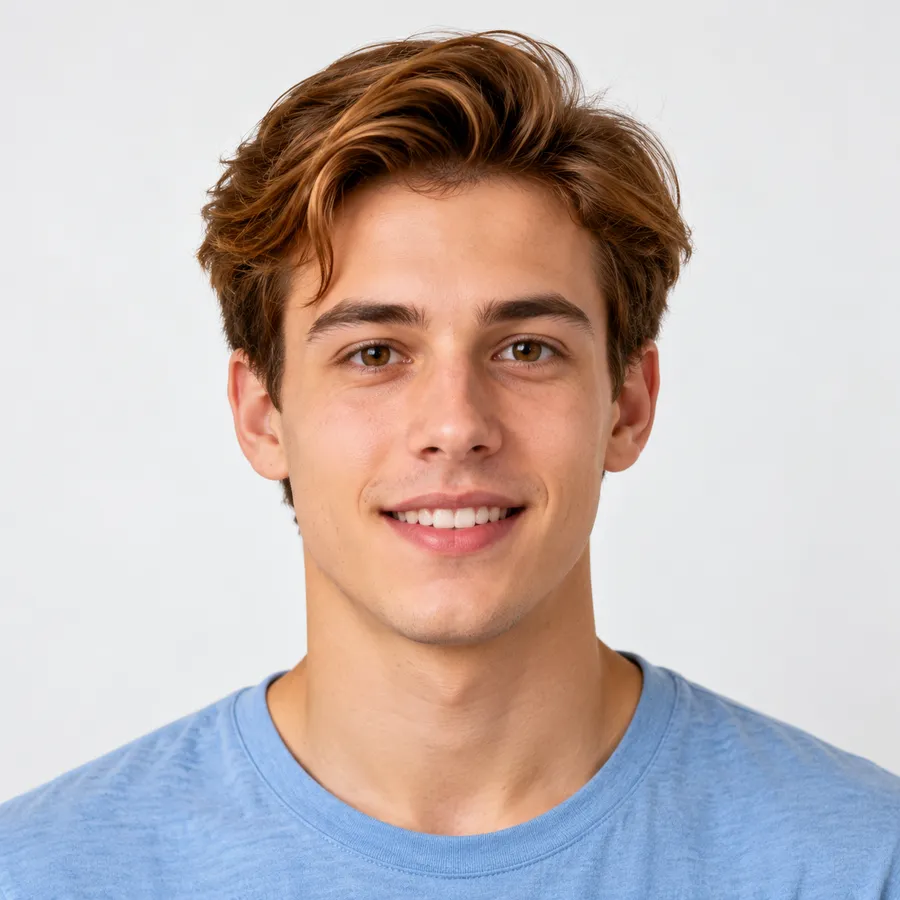 Man in a blue T-shirt